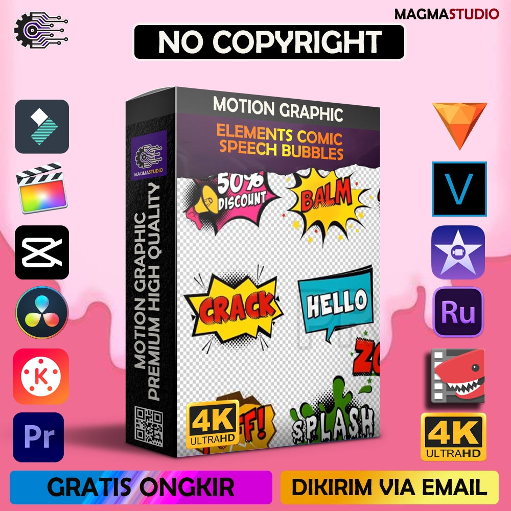 MOTION GRAPHIC ! PAKET  COMIC SPEECH BUBBLES PREMIIUM - Pelengkap Editing Video Tinggal DRAG & DROP