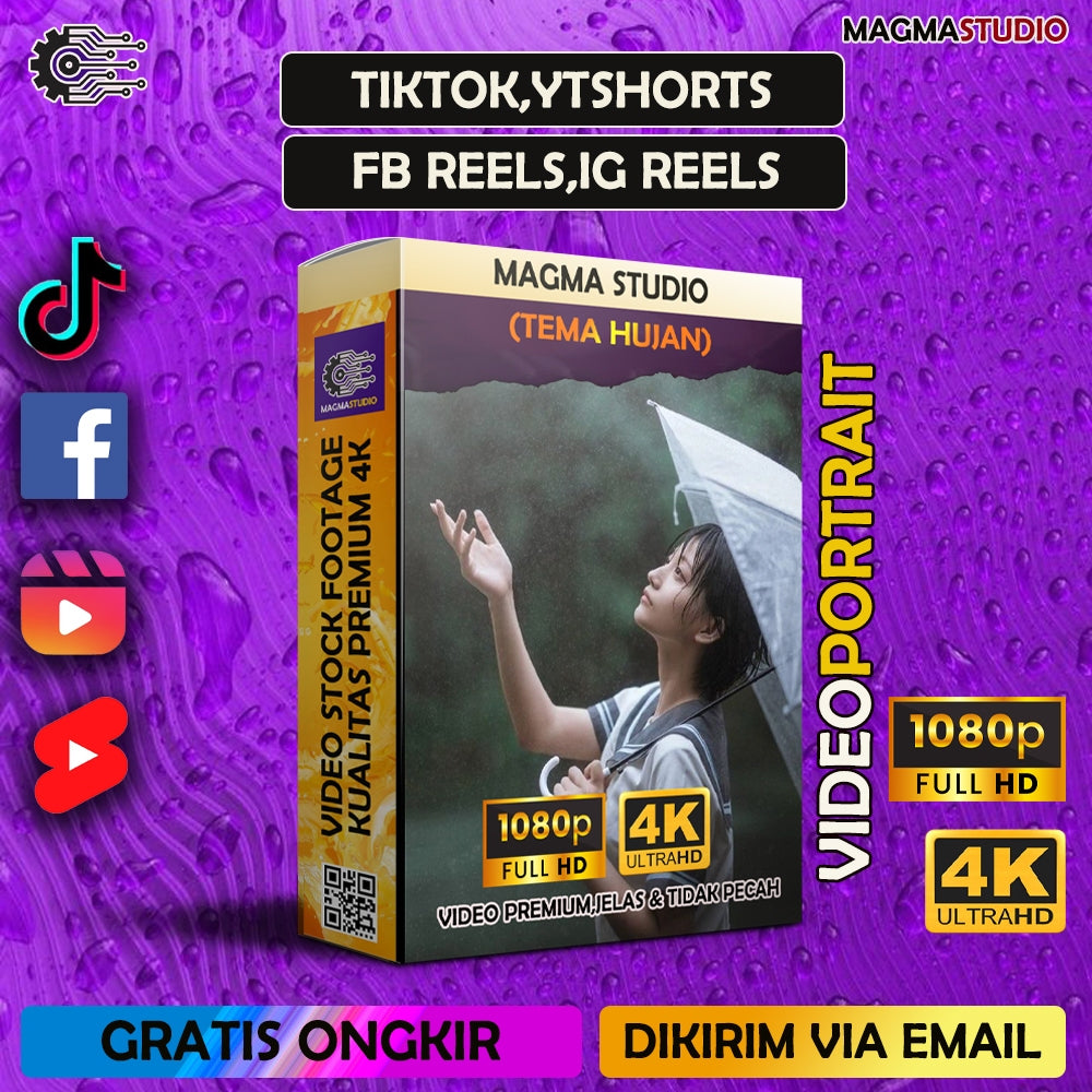 1000++ (4K) Footage Portrait HUJAN - BAHAN YOUTUBE-Tikt0k - STOCK FOOTAGE ULTRA HD