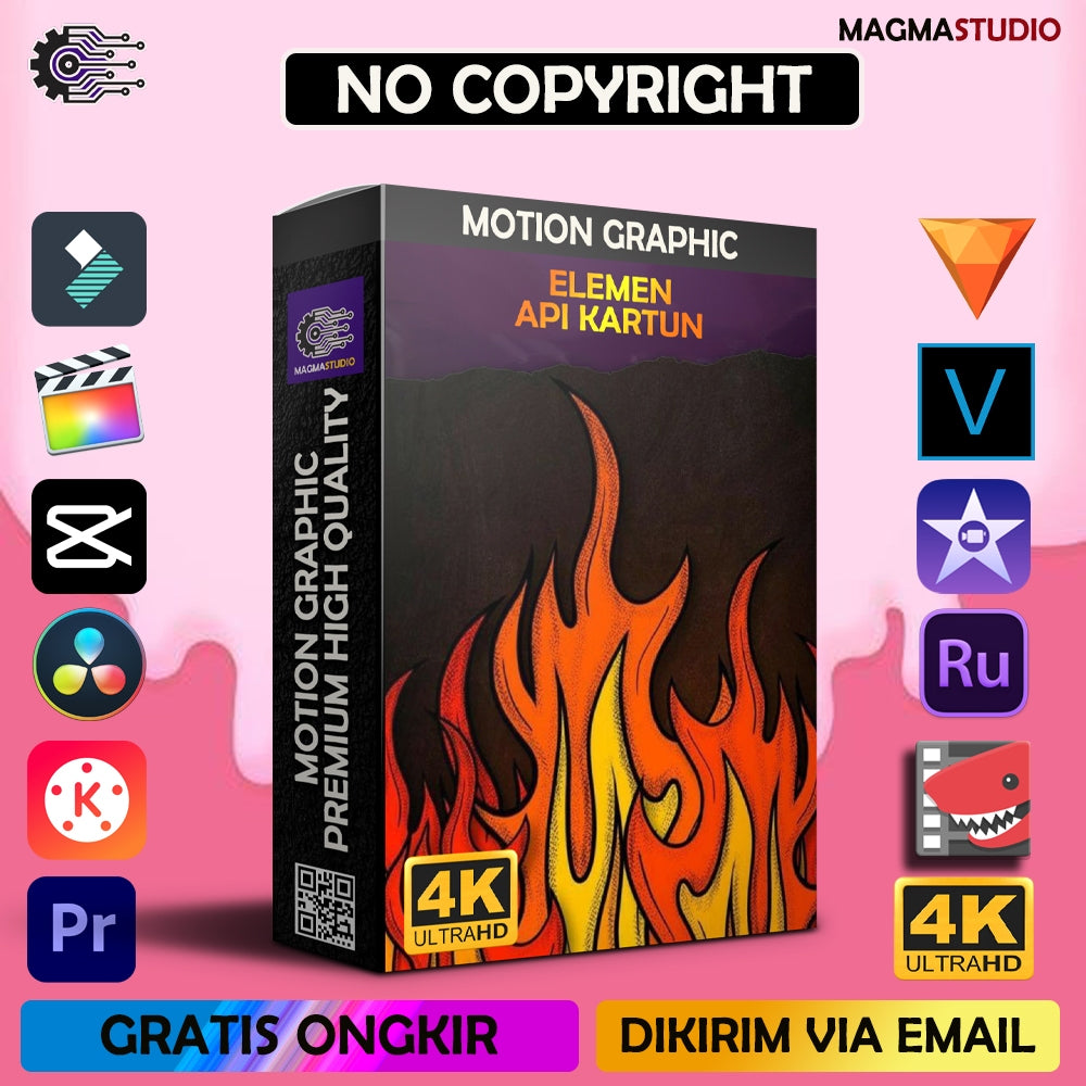MOTION GRAPHIC ! PAKET ELEMEN API KARTUN PREMIIUM - Pelengkap Editing Video Tinggal DRAG & DROP