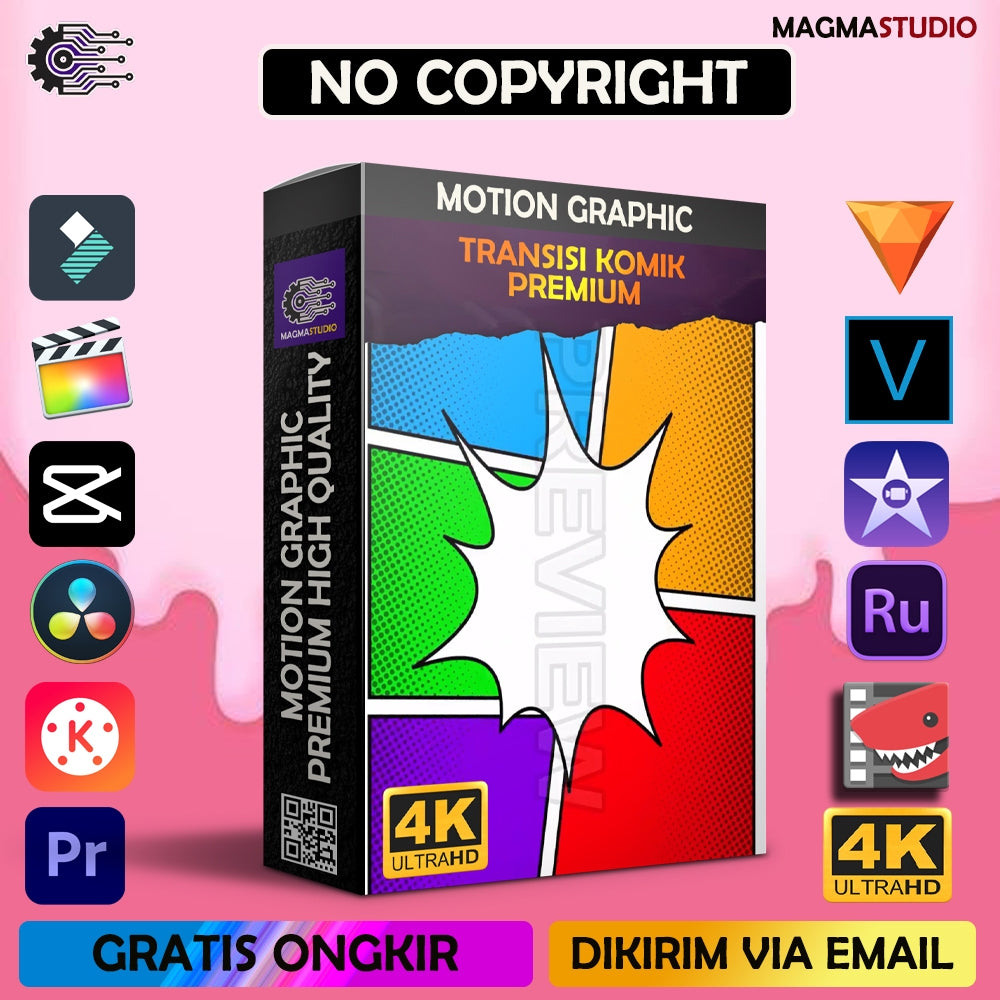 MOTION GRAPHIC ! PAKET TRANSISI KOMIK PREMIIUM - Pelengkap Editing Video Tinggal DRAG & DROP