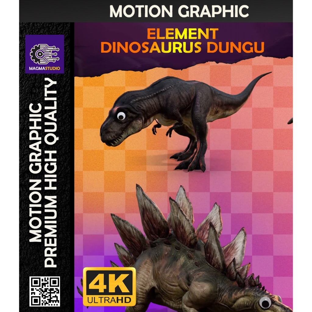 MOTION GRAPHIC ! PAKET ELEMENT 3D 5 DINOSAURUS LUCU - Pelengkap Editing Video Tinggal DRAG & DROP