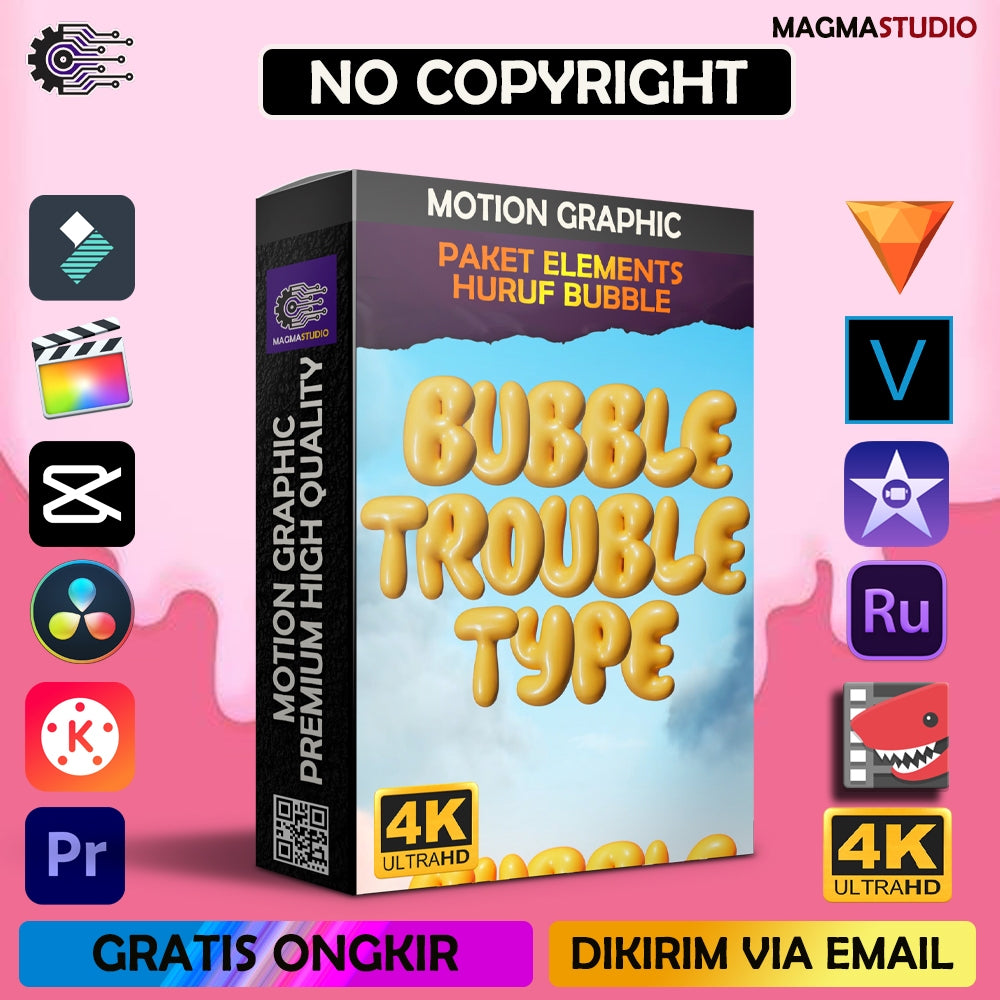 MOTION GRAPHIC ! PAKET  3D HURUF BUBBLE - Pelengkap Editing Video Tinggal DRAG & DROP
