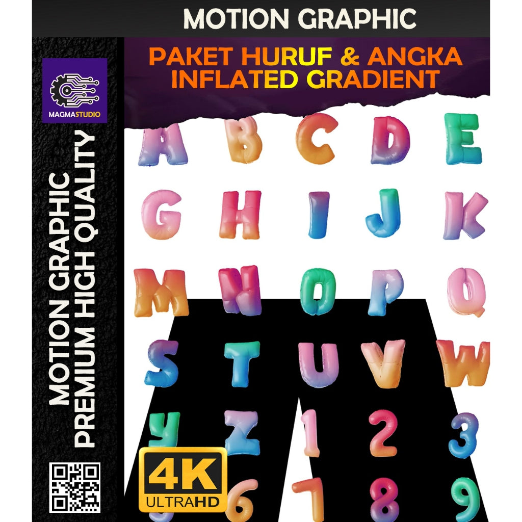 MOTION GRAPHIC ! PAKET 3D HURUF INFLATED Gradient - Pelengkap Editing Video Tinggal DRAG & DROP