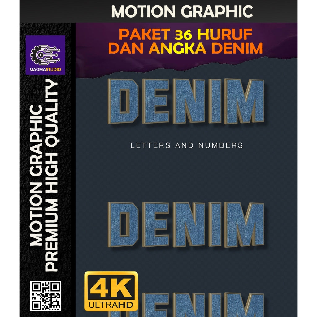 MOTION GRAPHIC ! PAKET HURUF & ANGKA DENIM STYLE - Pelengkap Editing Video Tinggal DRAG & DROP