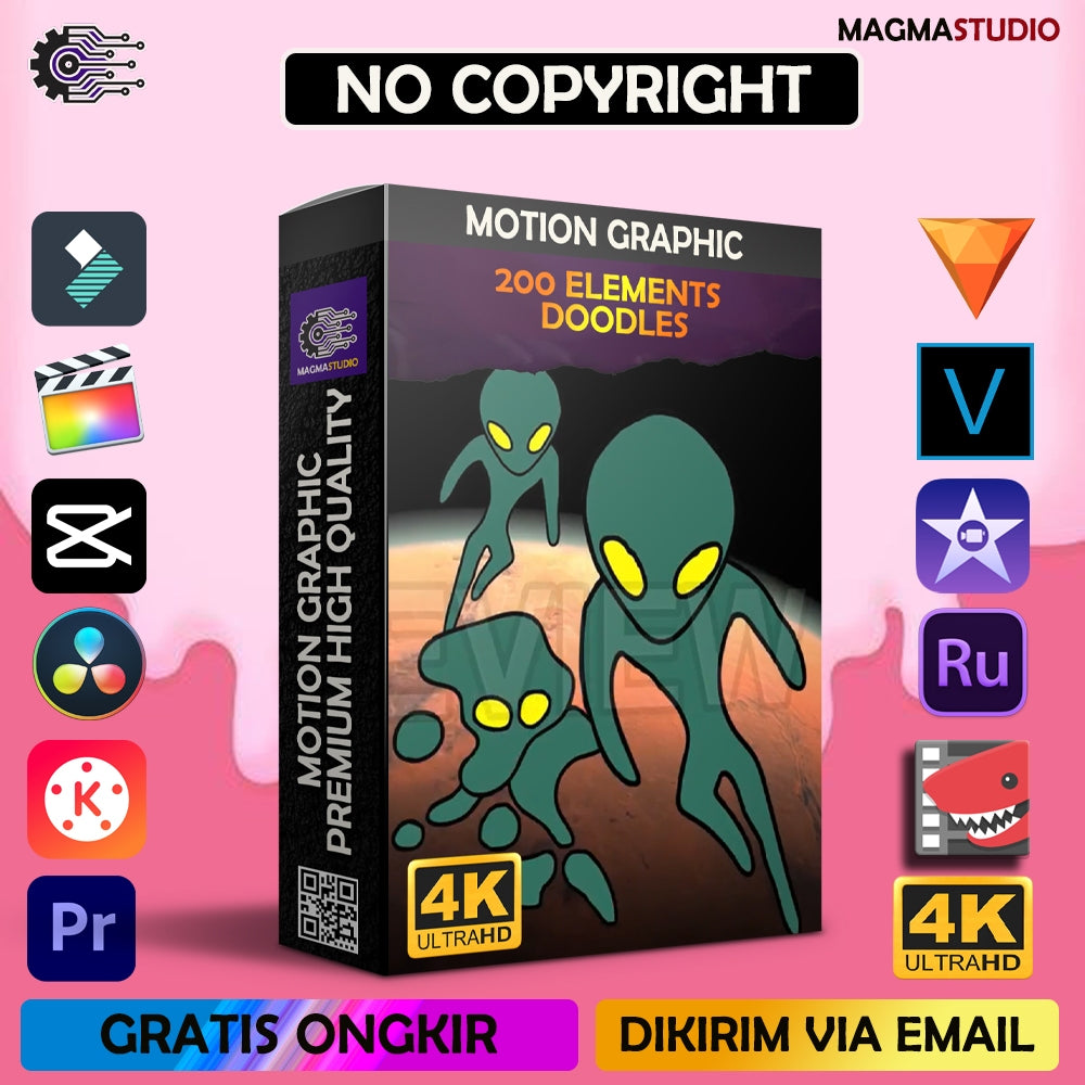 MOTION GRAPHIC ! PAKET  200 DOODLE ELEMENT PREMIIUM - Pelengkap Editing Video Tinggal DRAG & DROP