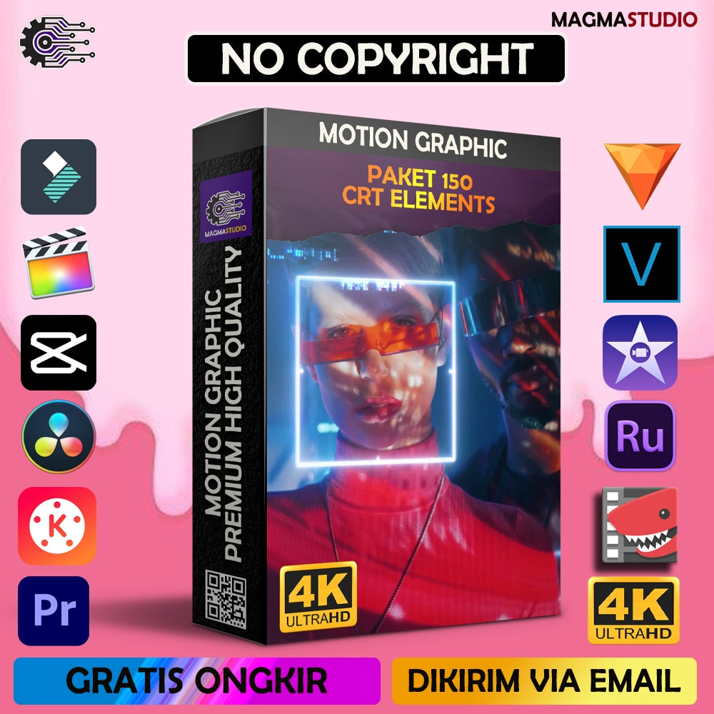 MOTION GRAPHIC ! PAKET 150 CRT ELEMENTS - Pelengkap Editing Video Tinggal DRAG & DROP