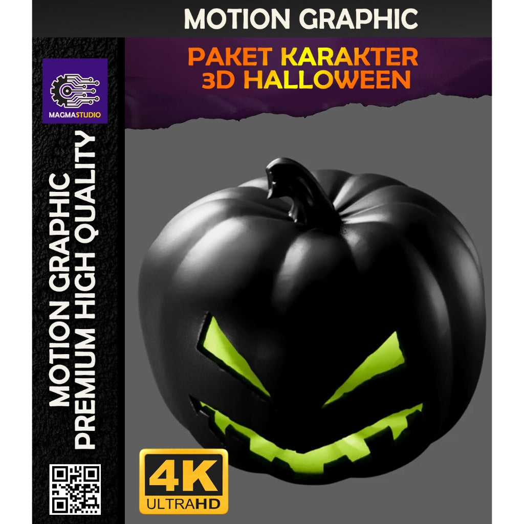 MOTION GRAPHIC ! PAKET 3D ELEMENT HALLOWEEN KARAKTER - Pelengkap Editing Video Tinggal DRAG & DROP