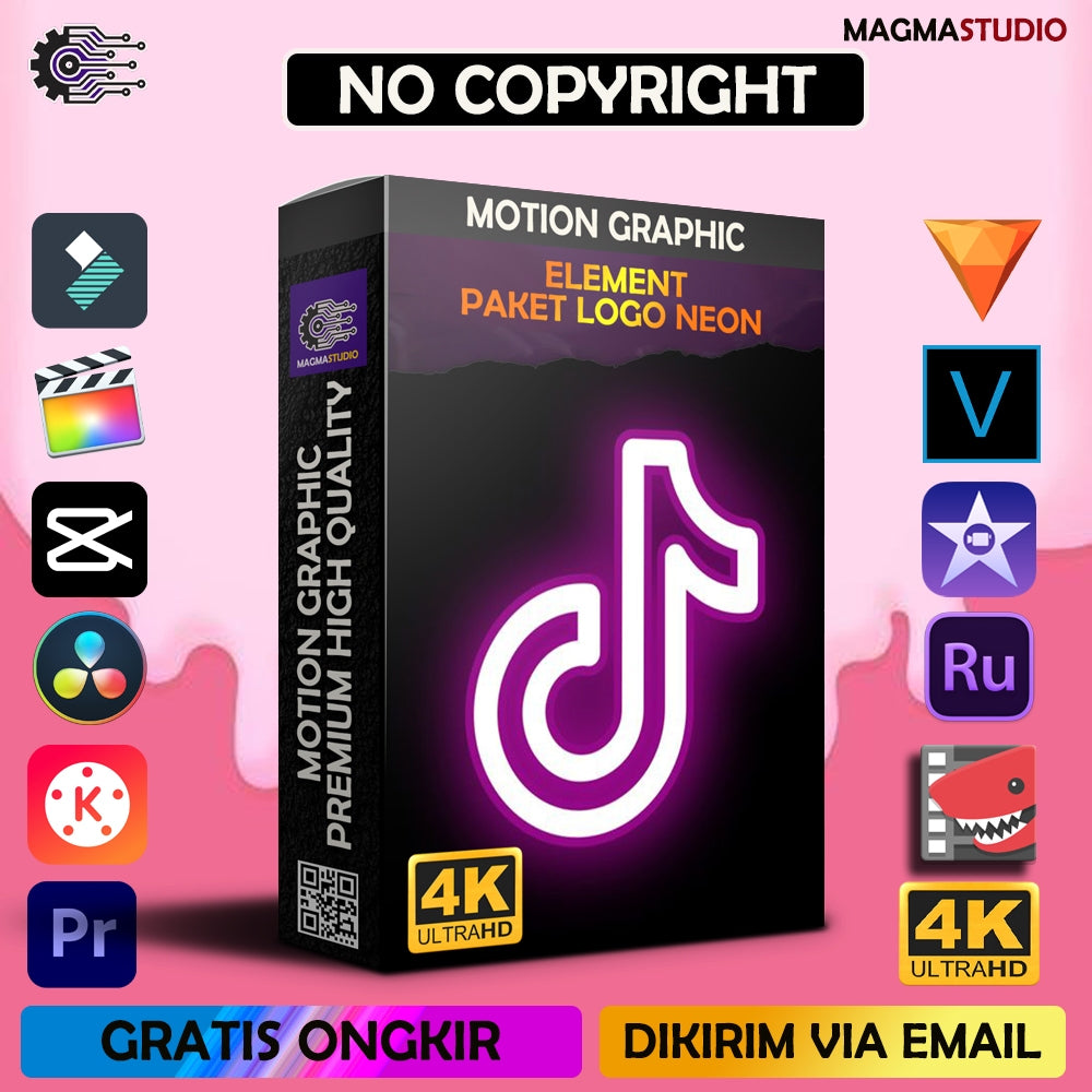 MOTION GRAPHIC ! PAKET NEON LOGO MEDSOS ELEMENT - Pelengkap Editing Video Tinggal DRAG & DROP