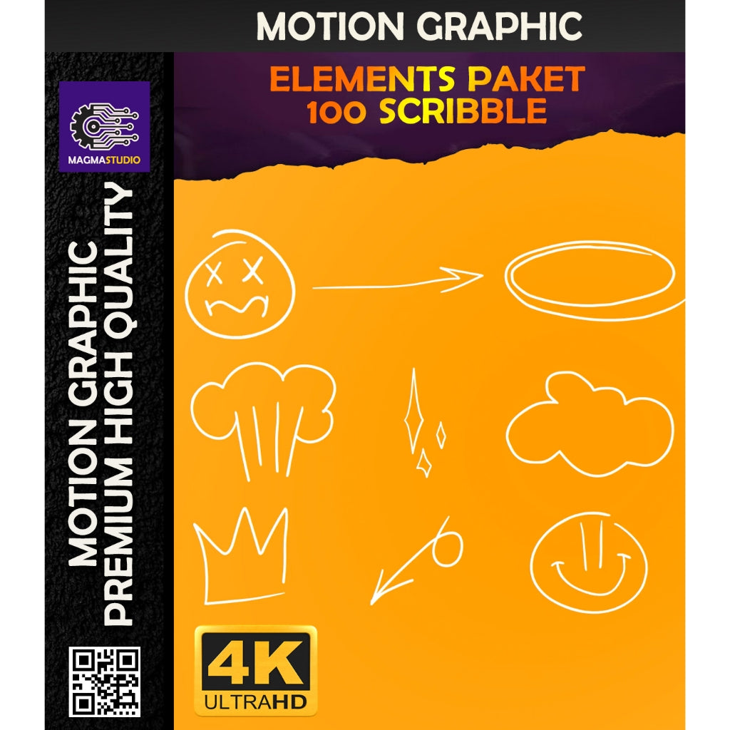 MOTION GRAPHIC ! PAKET  100 SCRIBBLE ELEMENT PREMIIUM - Pelengkap Editing Video Tinggal DRAG & DROP