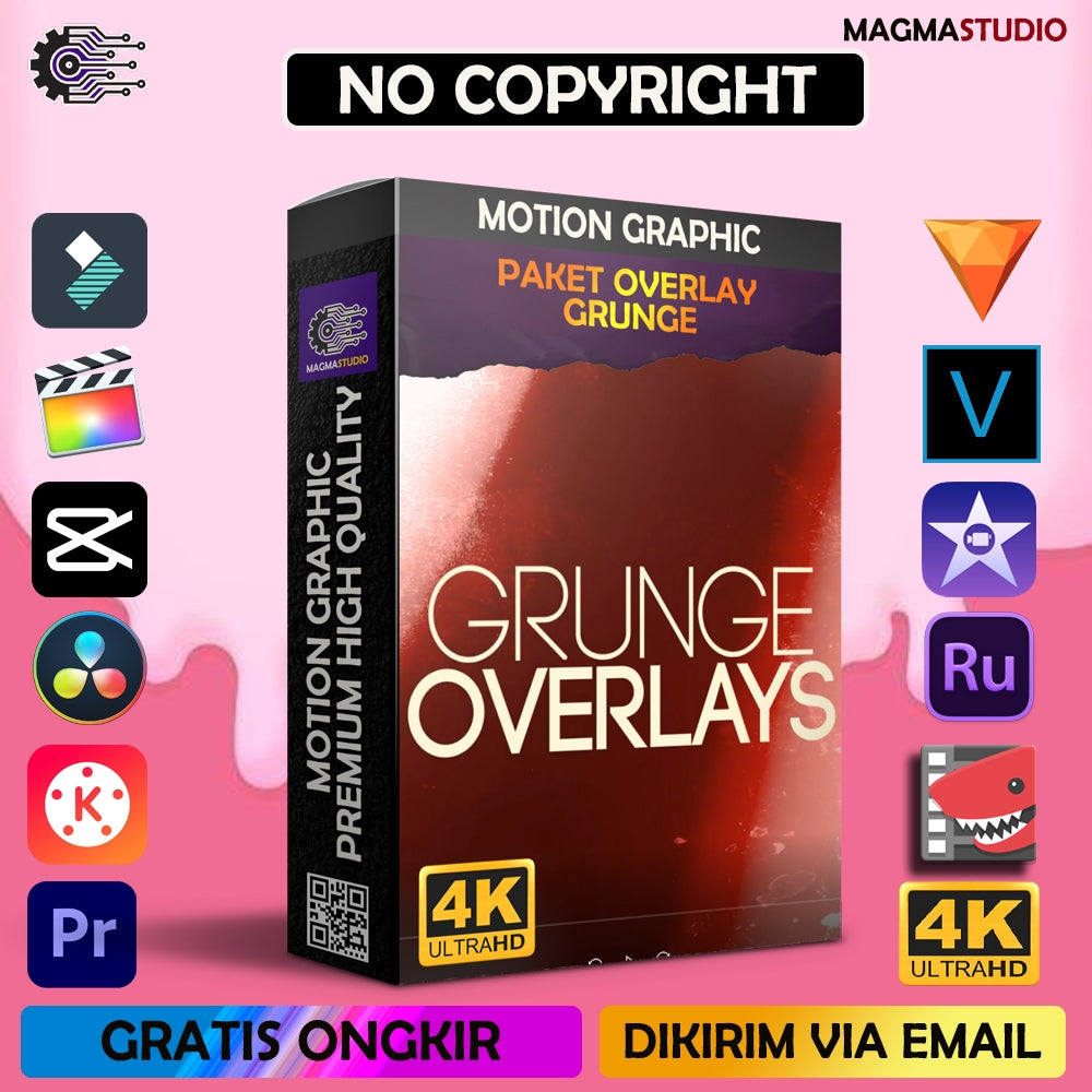 MOTION GRAPHIC ! PAKET GRUNGE OVERLAYS PREMIIUM - Pelengkap Editing Video Tinggal DRAG & DROP