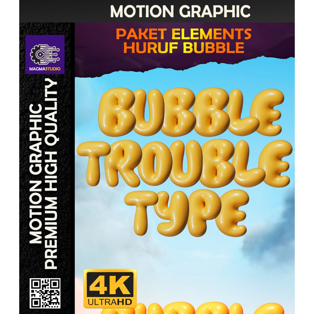 MOTION GRAPHIC ! PAKET  3D HURUF BUBBLE - Pelengkap Editing Video Tinggal DRAG & DROP