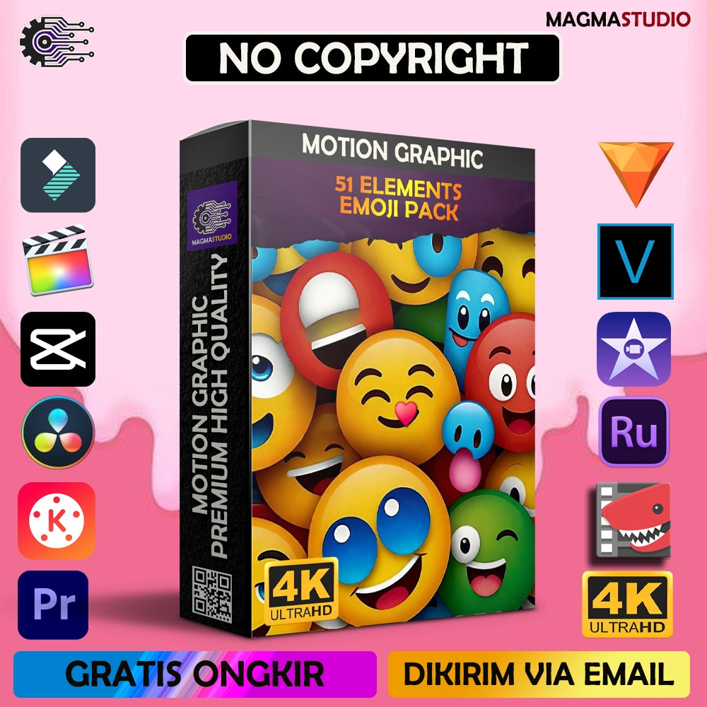 MOTION GRAPHIC ! PAKET  51 EMOJI ELEMENT PREMIIUM - Pelengkap Editing Video Tinggal DRAG & DROP