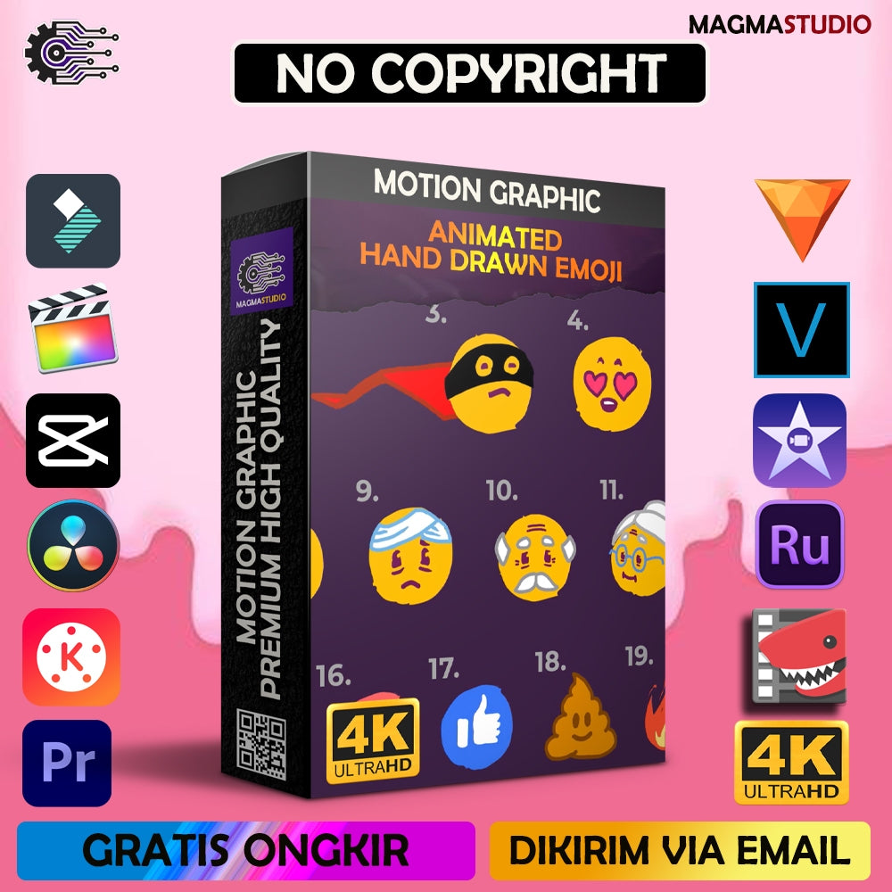 MOTION GRAPHIC ! PAKET  HAND DRAWN EMOJI PREMIIUM - Pelengkap Editing Video Tinggal DRAG & DROP