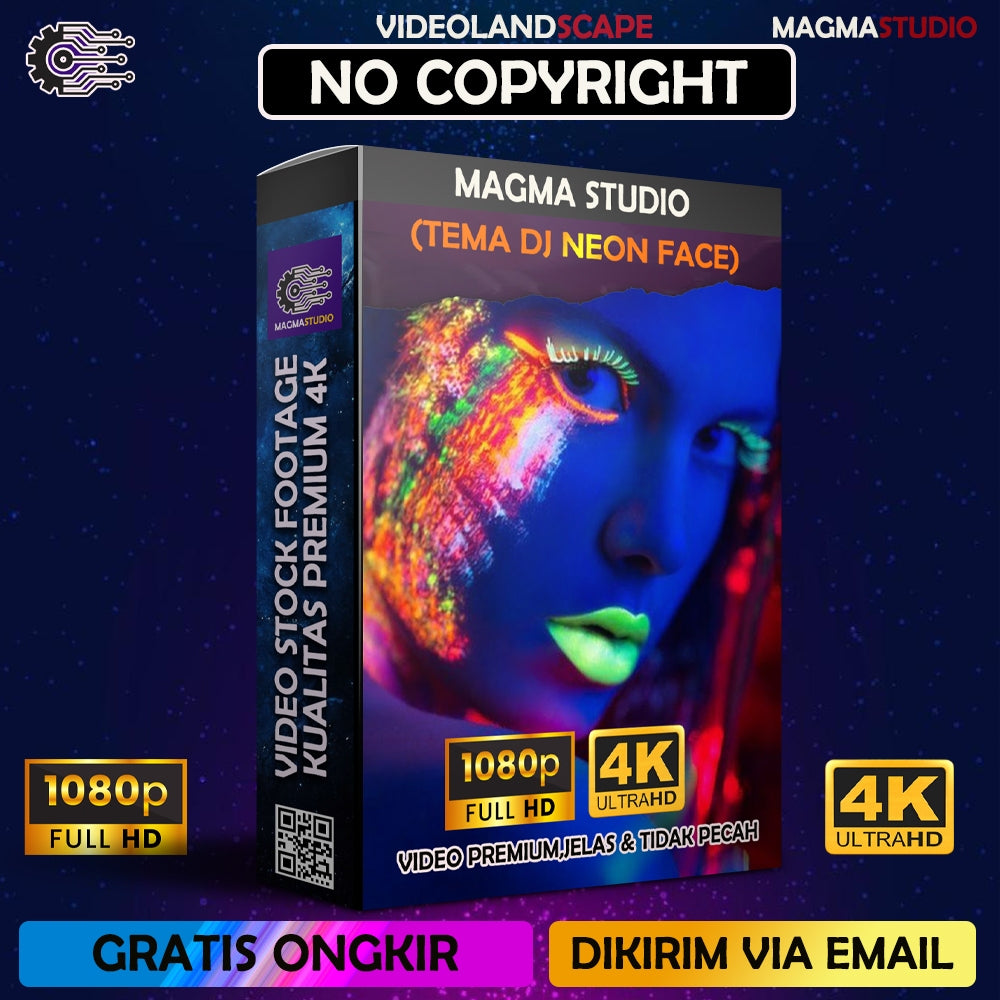 LIMITED EDITION 300++ (4K) Video Stock Footage DJ NEON FACE UV-Video Untuk Para Konten Kreator Video