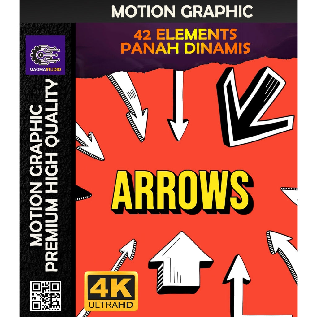 MOTION GRAPHIC ! PAKET  42 PANAH DINAMIS ELEMENT - Pelengkap Editing Video Tinggal DRAG & DROP