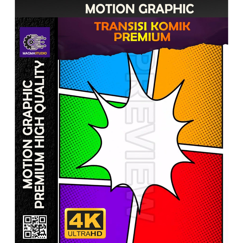 MOTION GRAPHIC ! PAKET TRANSISI KOMIK PREMIIUM - Pelengkap Editing Video Tinggal DRAG & DROP