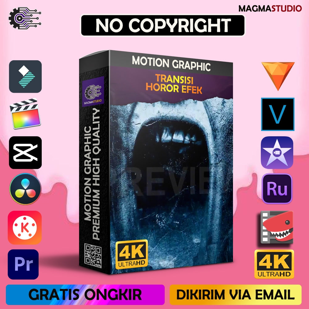 MOTION GRAPHIC ! PAKET TRANSISI HOROR PREMIIUM - Pelengkap Editing Video Tinggal DRAG & DROP