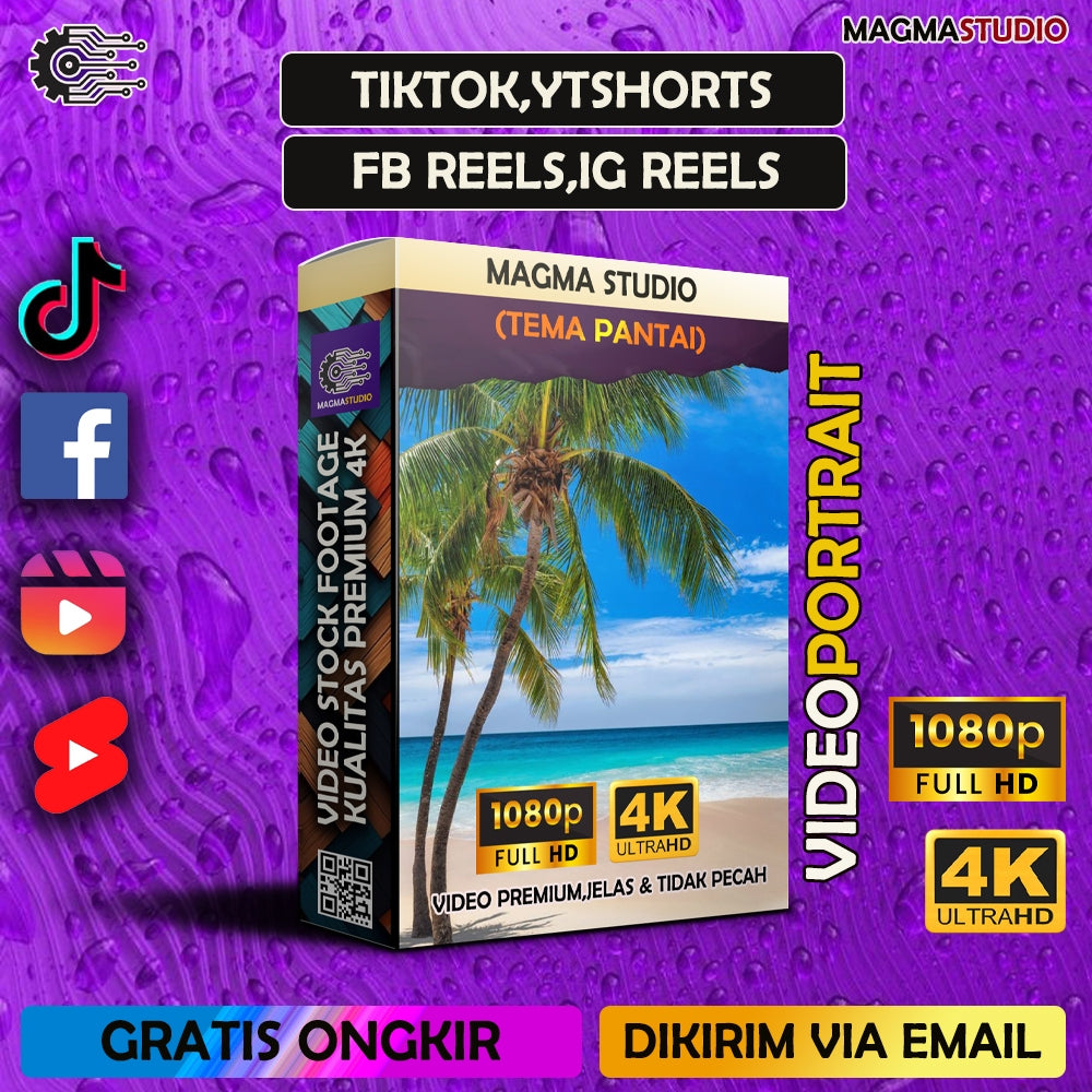 1000++ (4K) Footage Portrait PANTAI - BAHAN YOUTUBE-Tikt0k-Video Stock Footage ULTRA HD