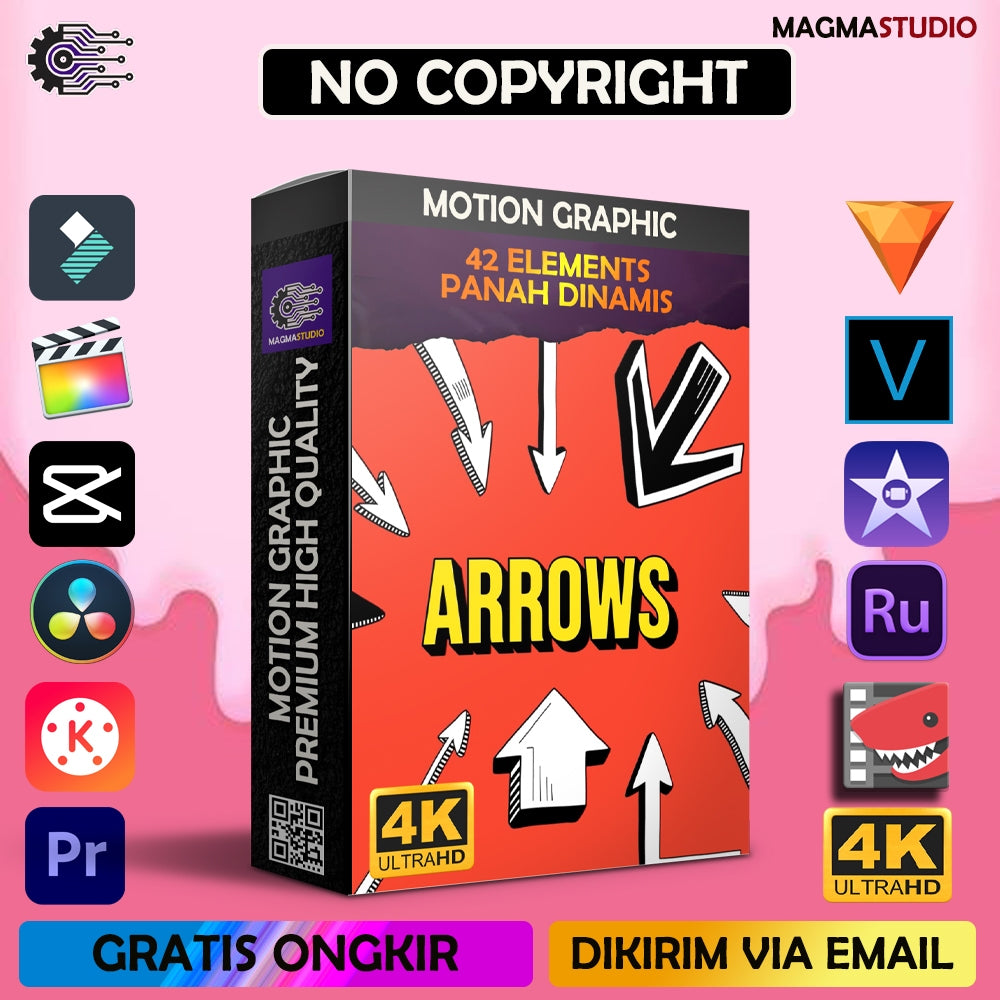 MOTION GRAPHIC ! PAKET  42 PANAH DINAMIS ELEMENT - Pelengkap Editing Video Tinggal DRAG & DROP