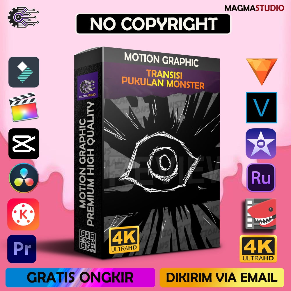 MOTION GRAPHIC ! PAKET TRANSISI MONSTER PUNCH PREMIIUM - Pelengkap Editing Video Tinggal DRAG & DROP