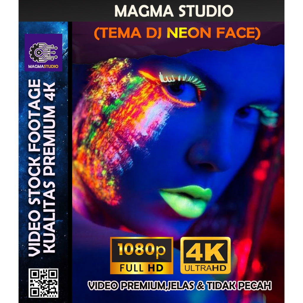 LIMITED EDITION 300++ (4K) Video Stock Footage DJ NEON FACE UV-Video Untuk Para Konten Kreator Video