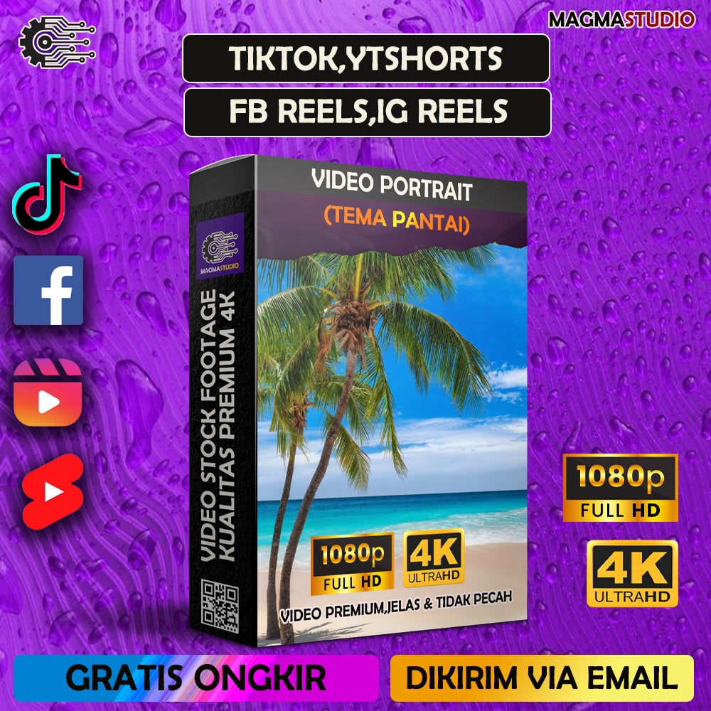 1000++ (4K) Footage Portrait PANTAI - BAHAN YOUTUBE-Tikt0k-Video Stock Footage ULTRA HD