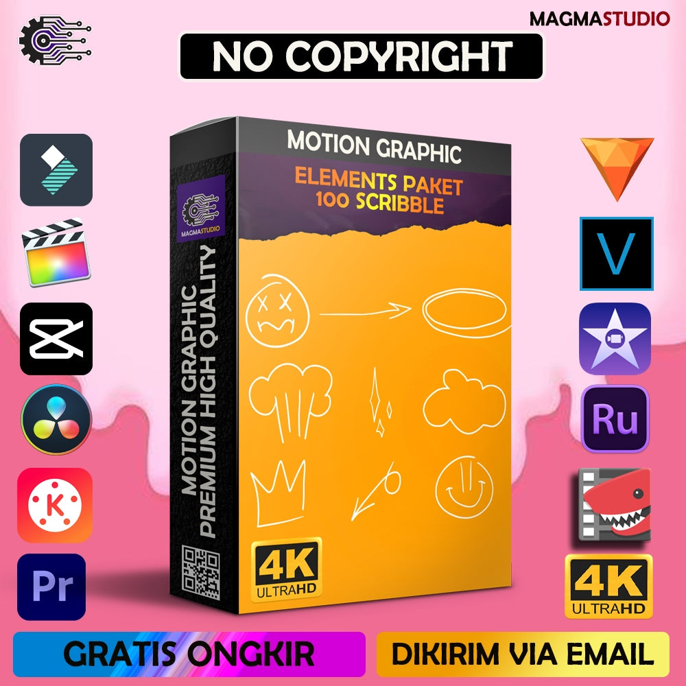 MOTION GRAPHIC ! PAKET  100 SCRIBBLE ELEMENT PREMIIUM - Pelengkap Editing Video Tinggal DRAG & DROP