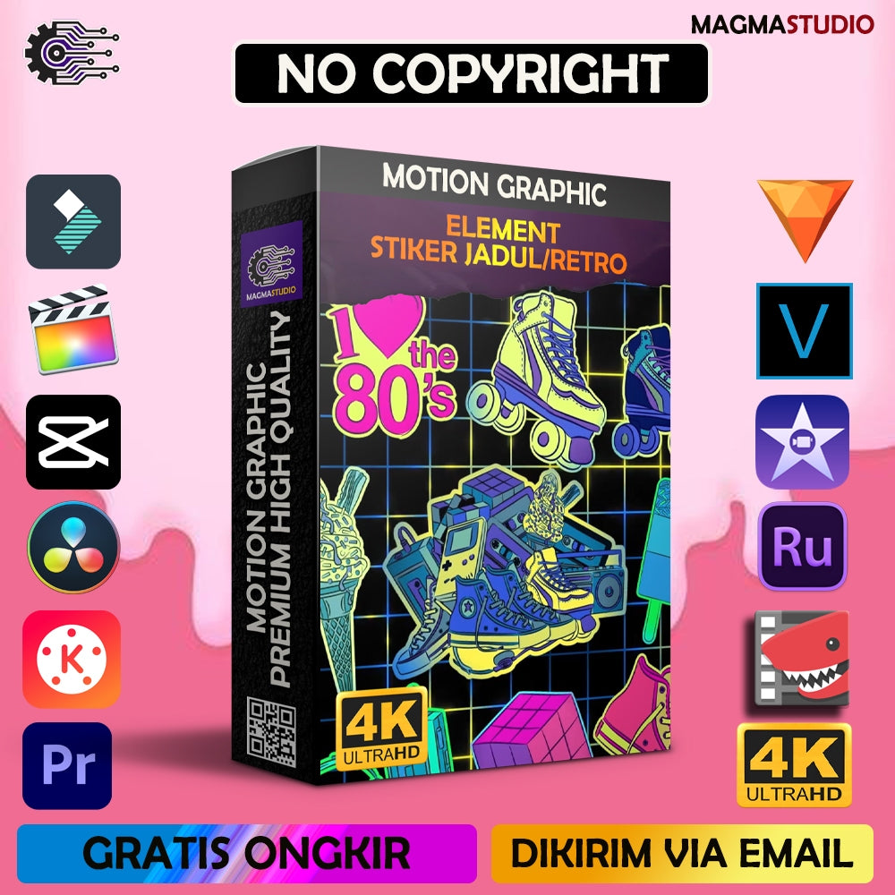 MOTION GRAPHIC ! PAKET STICKER RETRO ELEMENT PREMIIUM - Pelengkap Editing Video Tinggal DRAG & DROP