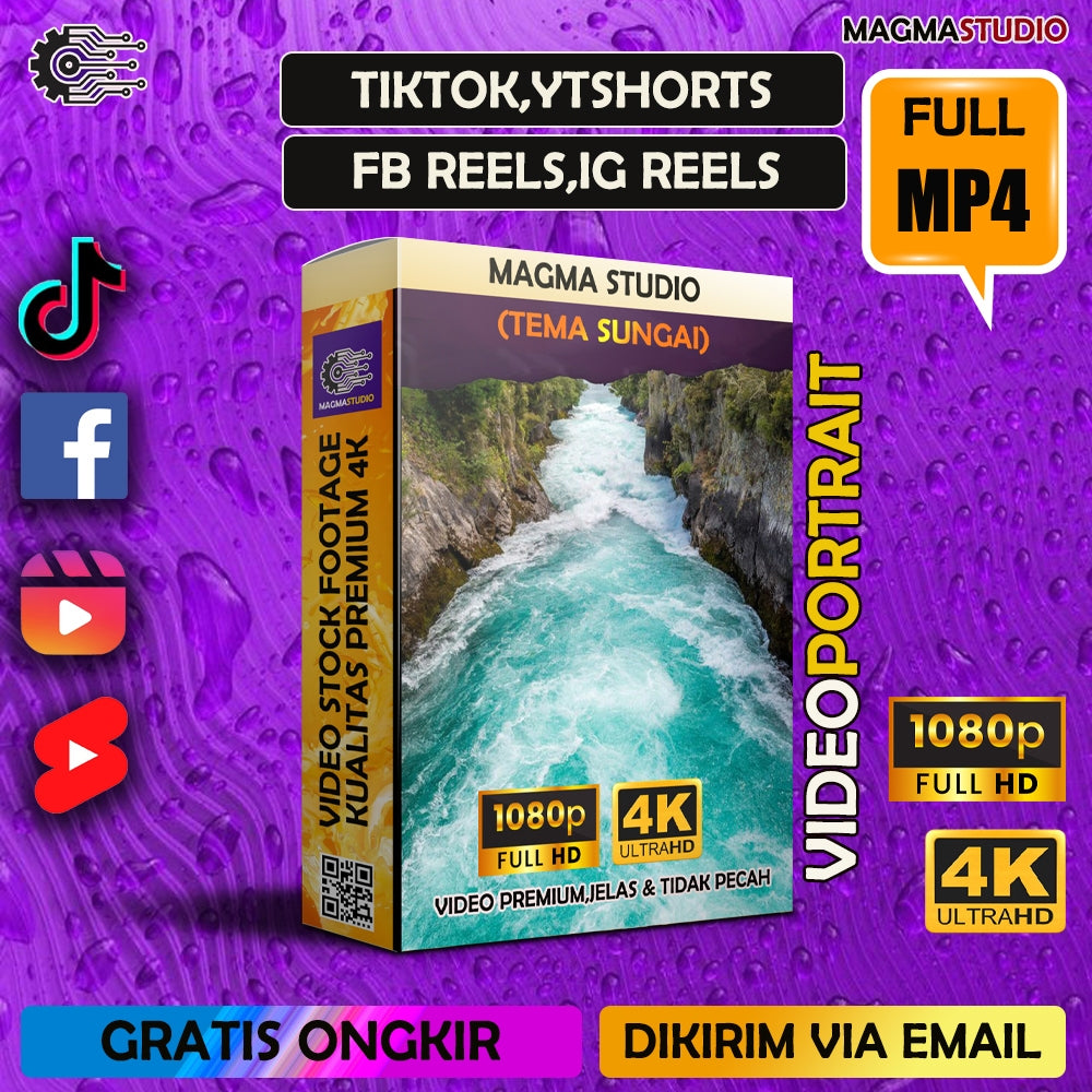 1000++ (4K) Footage Portrait SUNGAI - BAHAN YOUTUBE-Tikt0k