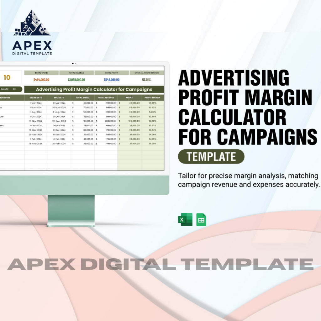 Template Kalkulator Profit Margin Iklan | Excel & Spreadsheet | Editable