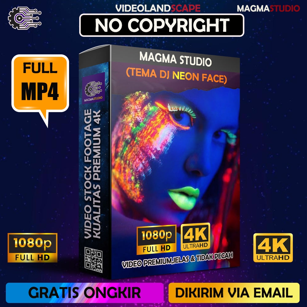 LIMITED EDITION 300++ (4K) Video Stock Footage DJ NEON FACE UV-Video Untuk Para Konten Kreator Video