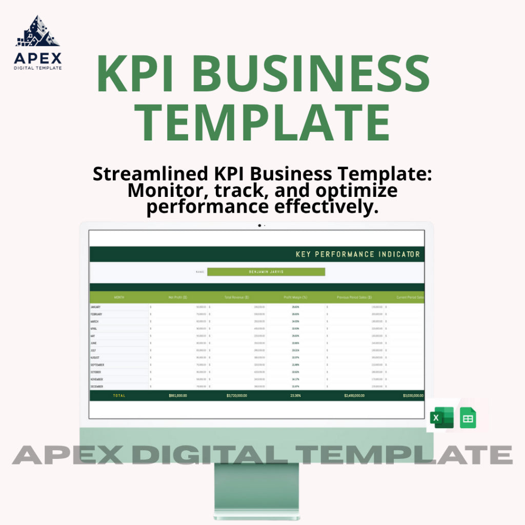 Template Pemantauan Kinerja & Target KPI | Format Excel & Spreadsheet | Editable & Printable
