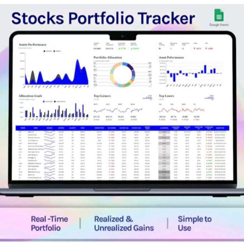 (ADL - 119) Portfolio Saham & Stock Tracker | Template Investasi Aset Google Sheets Excel Dashboard