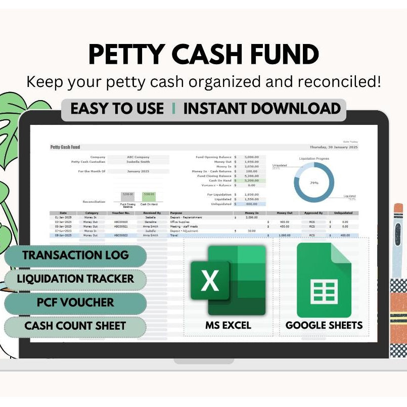 Kas Kecil Tracker | Template Pengelolaan Bendahara Rekonsiliasi & Pengeluaran
