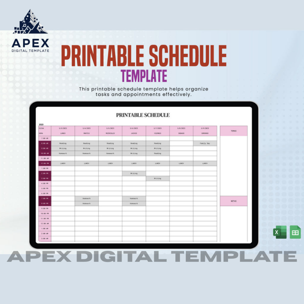 Template Jadwal Harian & Planner | Format Excel & Spreadsheet | Editable & Printable