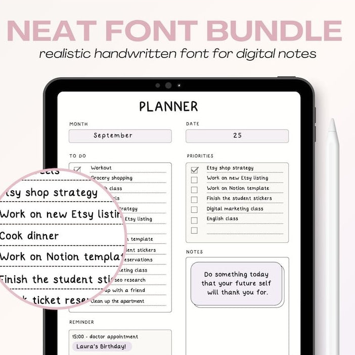 Handwritten Font Bundle for Digital Notes | Goodnotes Font Tulisan Tangan Student Note Taking iPad