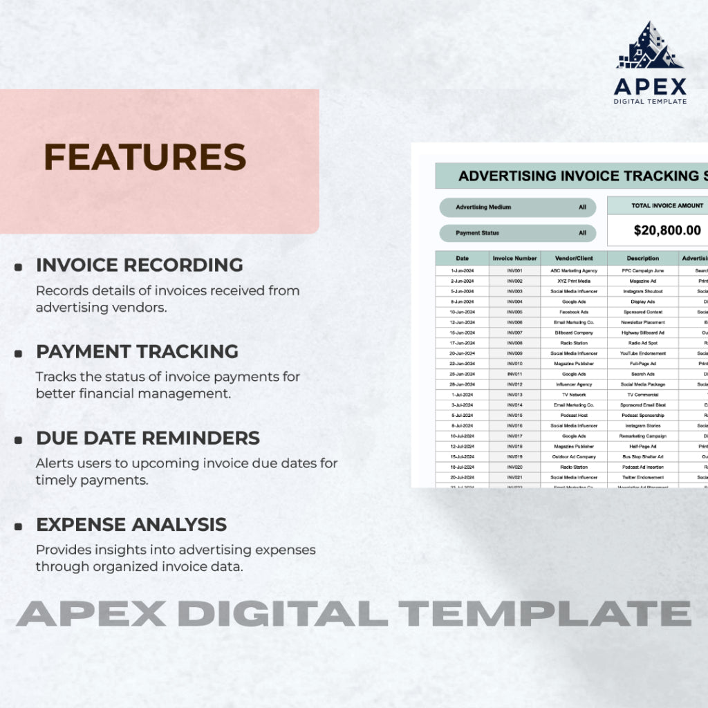 Template Invoice Iklan Excel & Spreadsheet | Editable