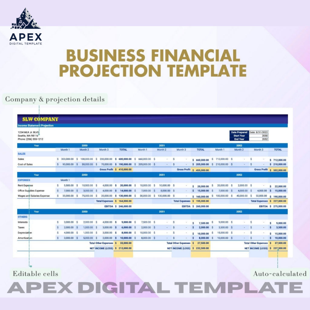 Template Panduan Proyeksi Keuangan Bisnis | Format Perencanaan & Analisis Finansial Profesional