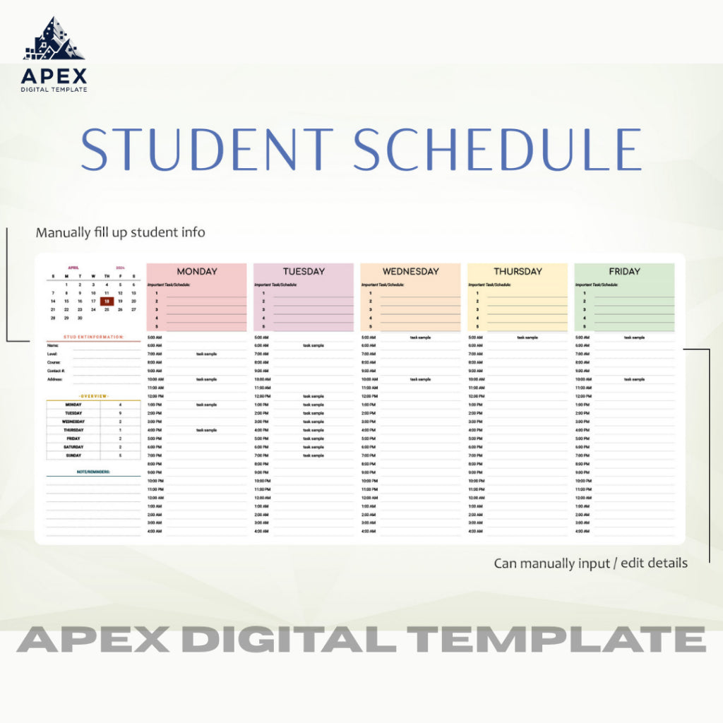 Student Study Planner Template | Jadwal Belajar Excel & Spreadsheet | Academic Routine Tracker