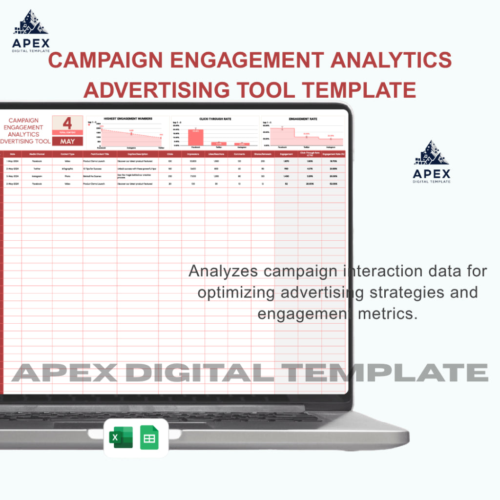 Template Analisis Keterlibatan Kampanye | Format Excel & Spreadsheet | Editable, Printable, Downloadable