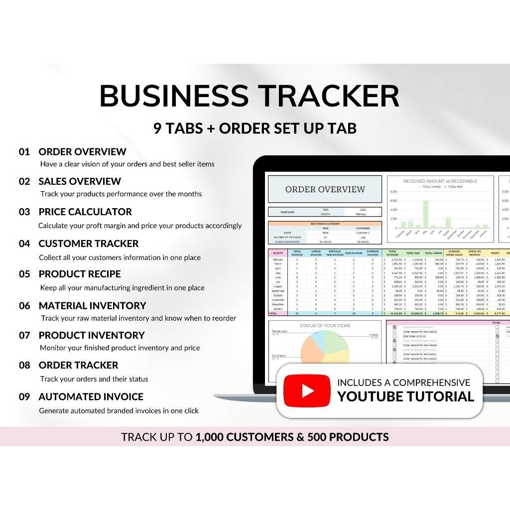 (ADL - 42) Template Keuangan UMKM Handmade | Bookkeeping, Order & Inventory Tracker Google Sheets