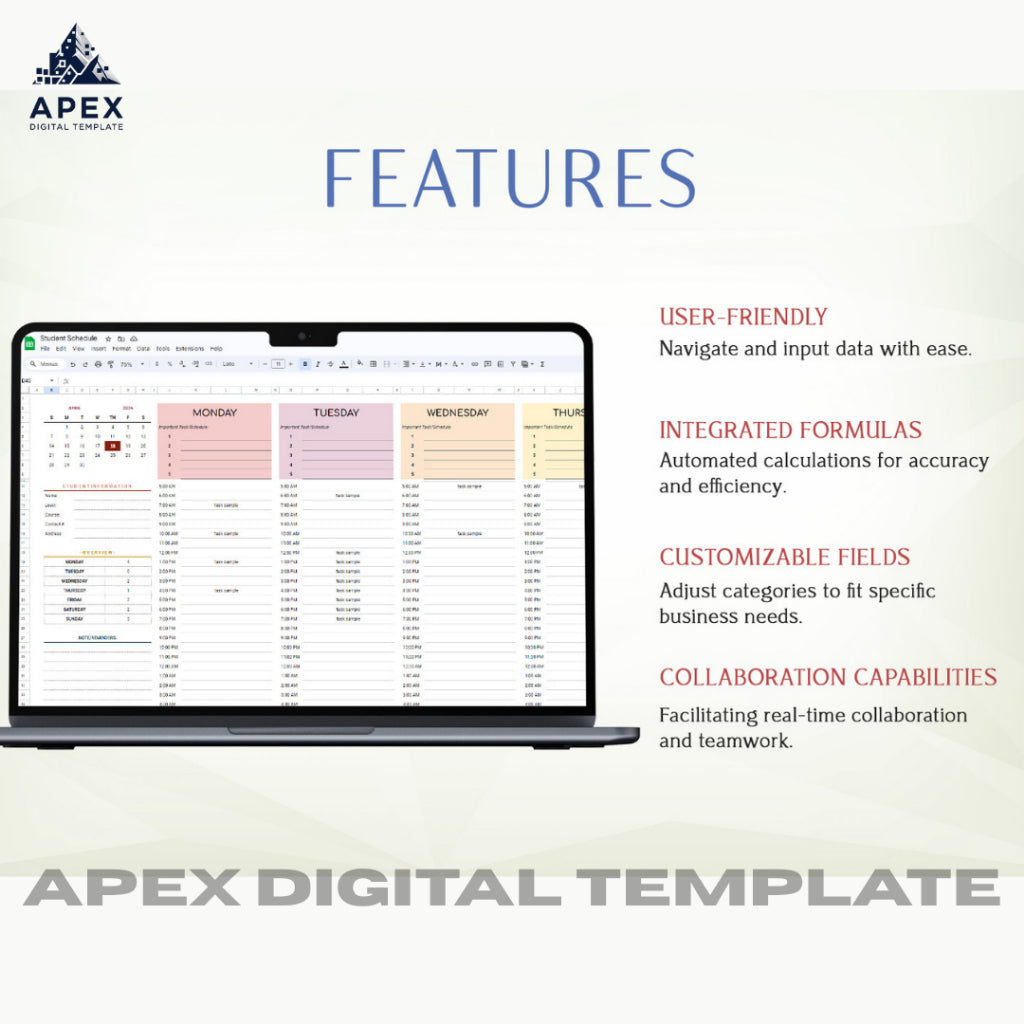 Student Study Planner Template | Jadwal Belajar Excel & Spreadsheet | Academic Routine Tracker