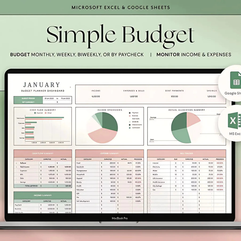 (ADL - 102) Template Budget Planner GSheet | Catatan Pemasukan & Pengeluaran Harian Bulanan Tahunan