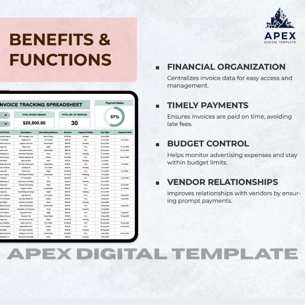 Template Invoice Iklan Excel & Spreadsheet | Editable