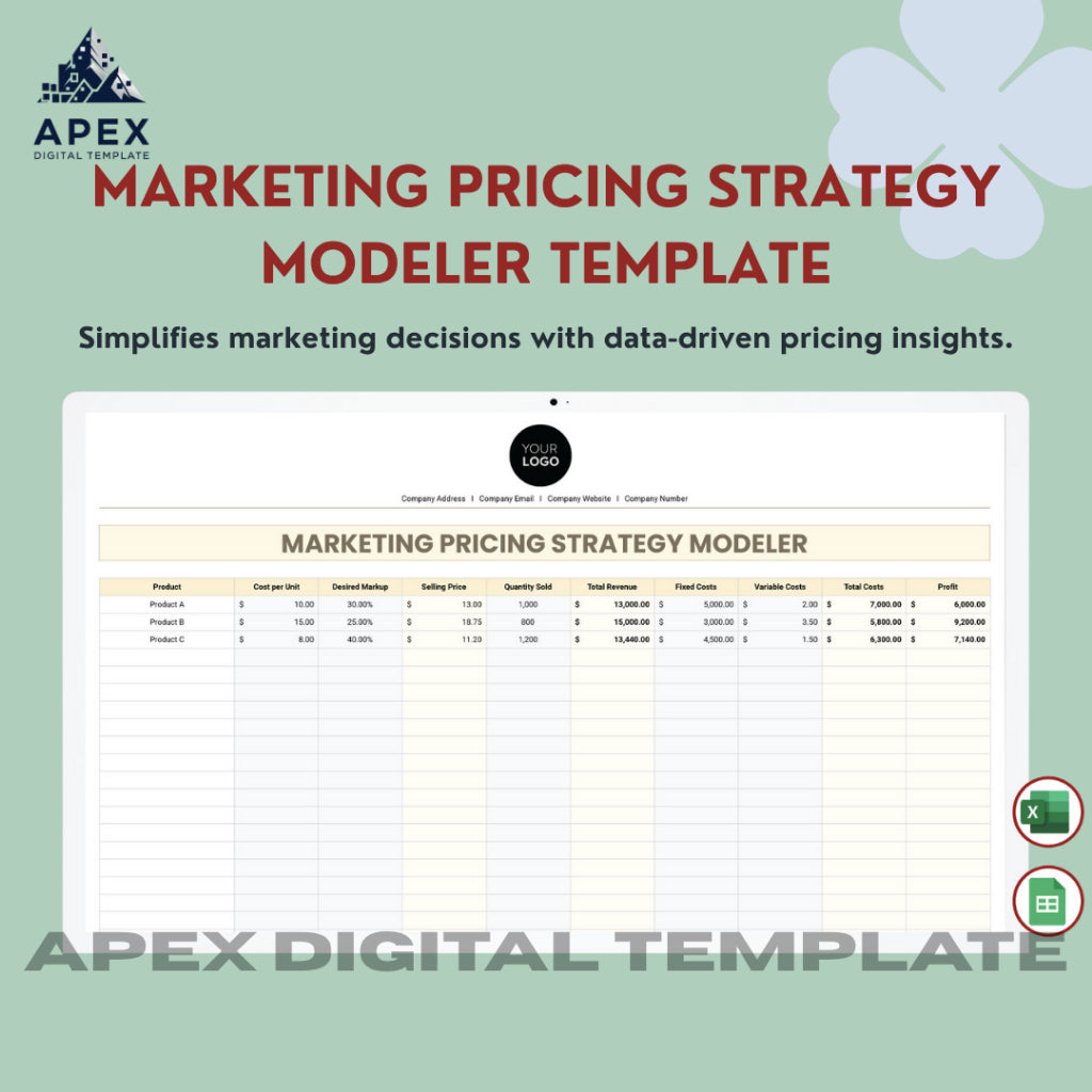 Template Panduan Strategi Penentuan Harga Pemasaran | Model Perhitungan & Analisis Bisnis