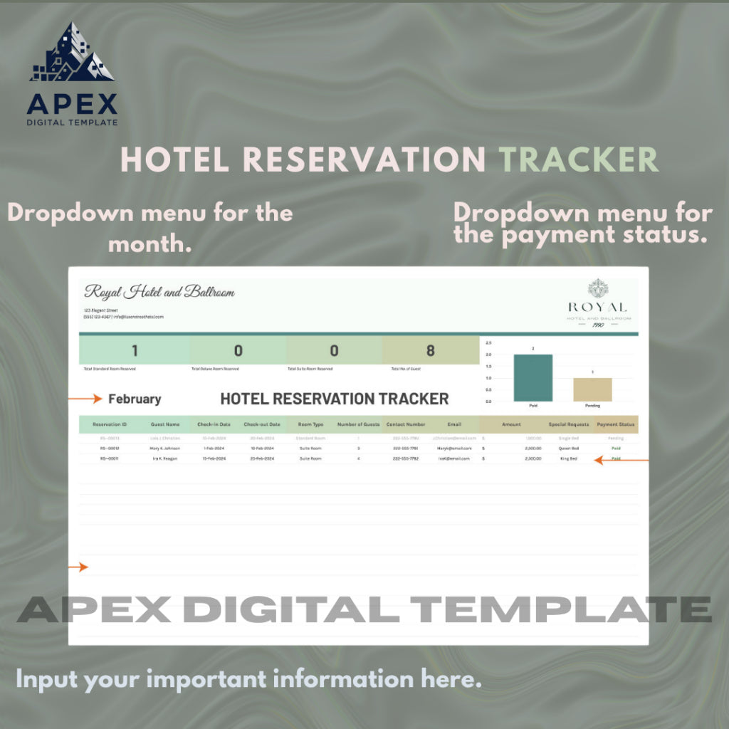 Template Pelacak Reservasi Hotel | Pengelolaan Pemesanan & Tamu Mudah