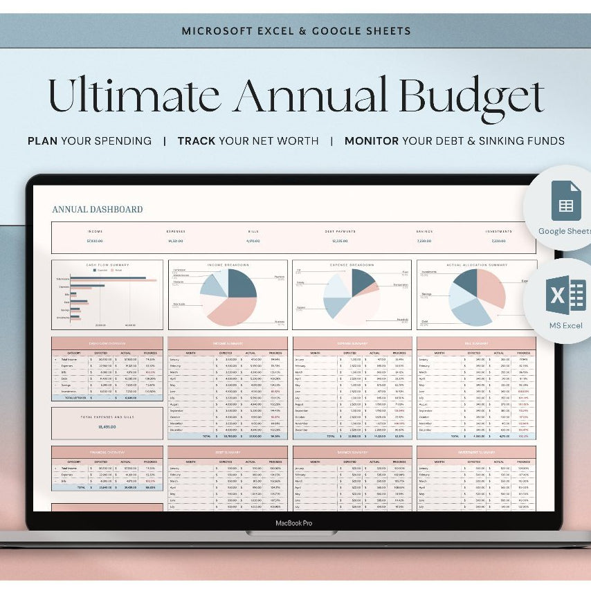 Annual Budget Spreadsheet | Template Keuangan Bulanan & Tahunan Personal Finance