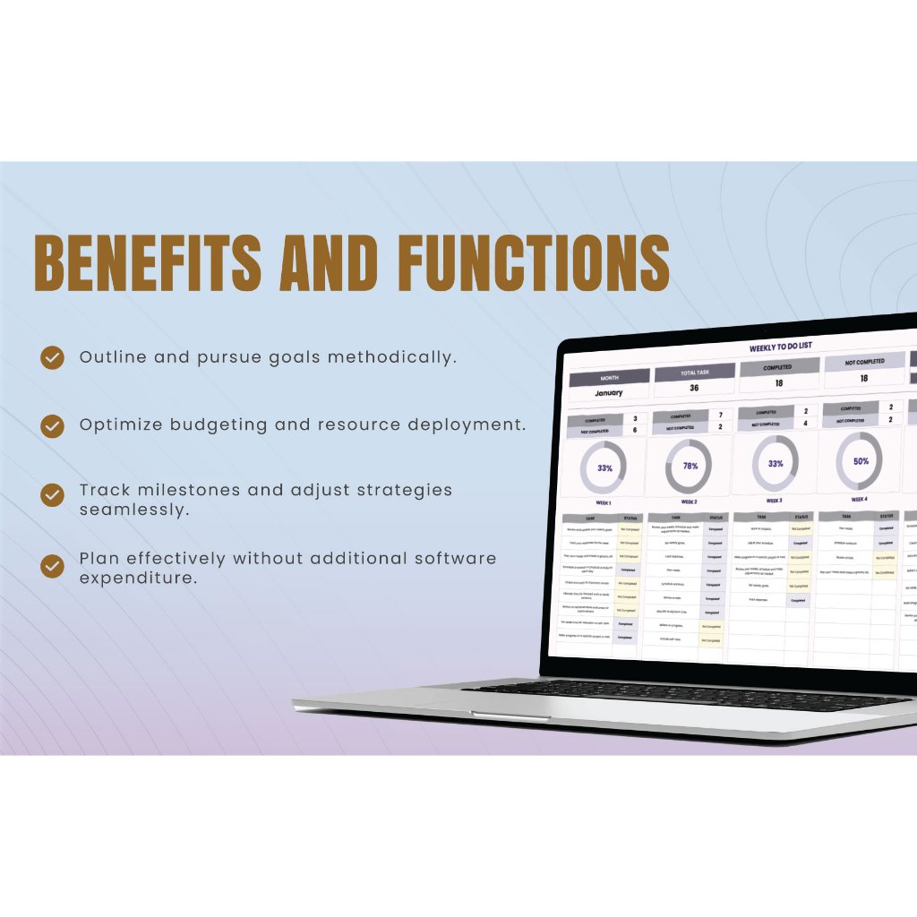 Weekly To Do List Template Excel Google Sheet - Template Jadwal Mingguan, Daftar Tugas Harian dan Mingguan, Planner Produktivitas, Task Management, Agenda Mingguan, Checklist Rencana Kerja