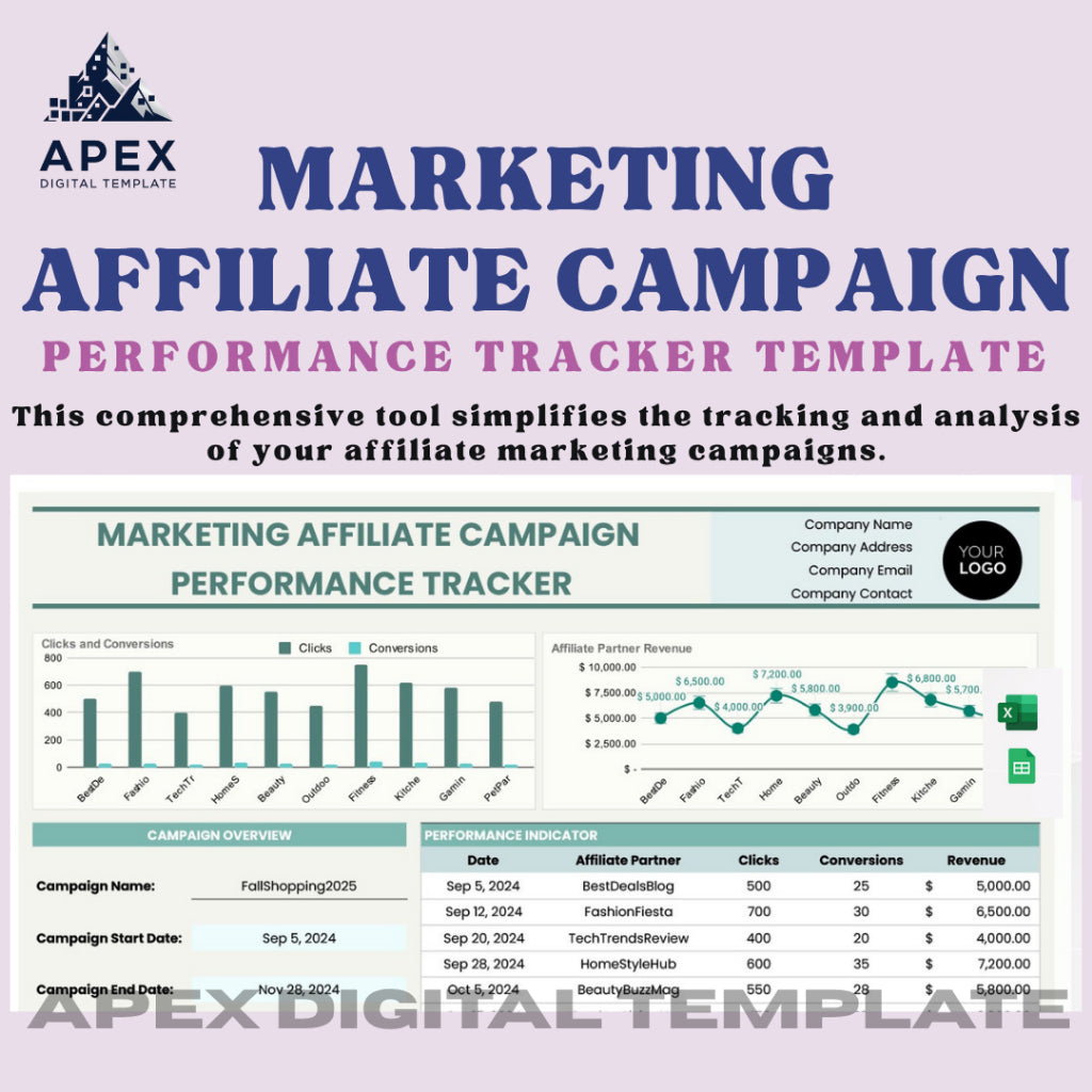 Template Pelacak Kinerja Kampanye Afiliasi | Panduan Strategi & Laporan Marketing