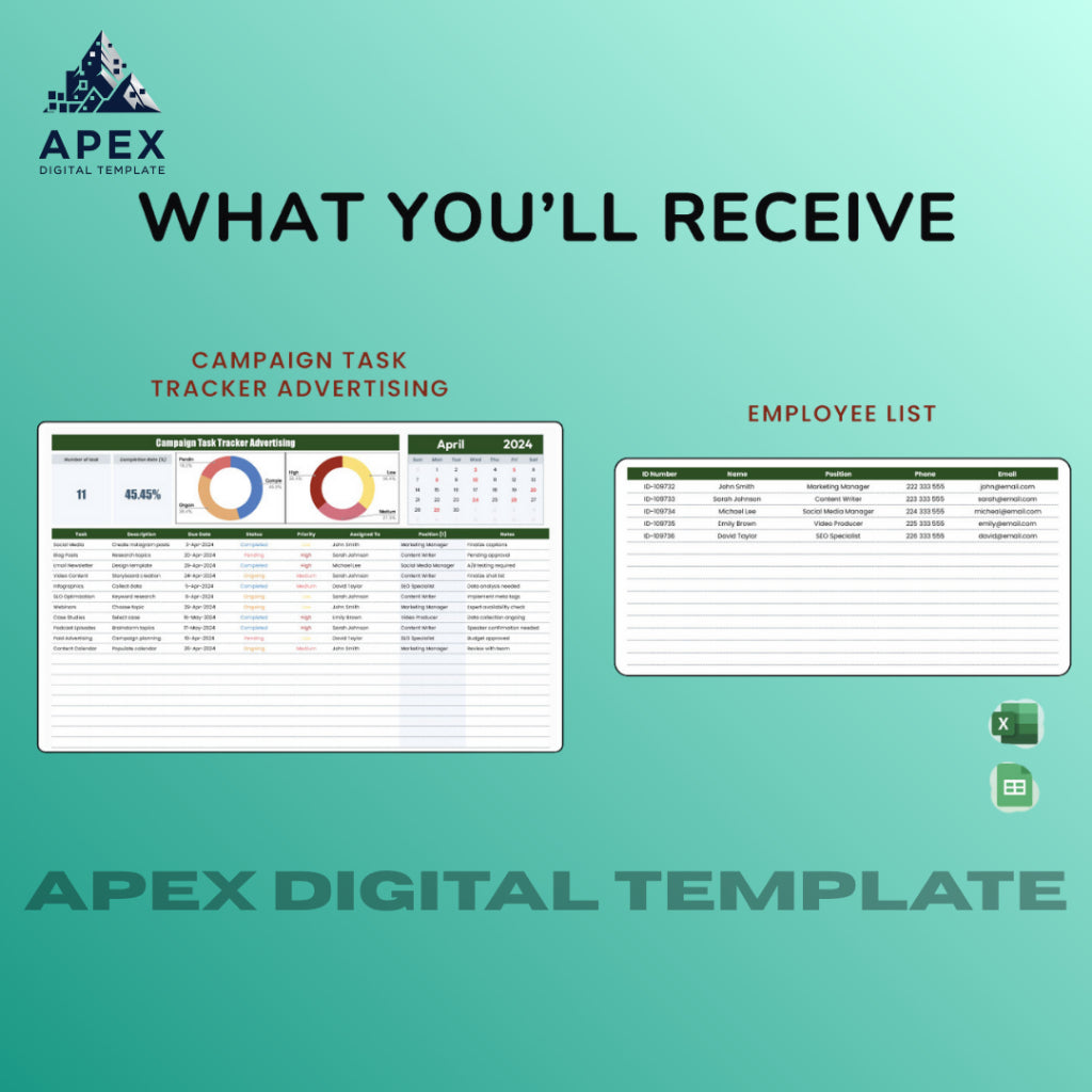 Template Panduan Pelacakan Tugas & Kampanye Iklan | Format Manajemen Proyek Profesional